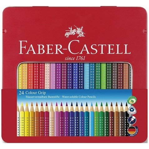 Pastelky Faber-Castell Grip 2001 plechová krabička 24 barev