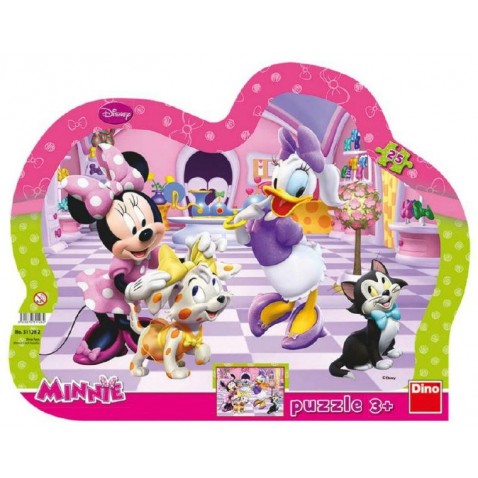 Puzzle deskové Minnie a mazlíčci kontura 35x28cm 25 dílků