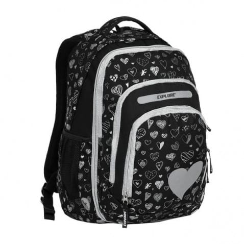 Školní batoh EXPLORE BAR Black Hearts 2 v 1
