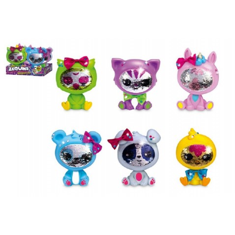 Zvířátko/Panenka ZEQUINS s flitry  15cm 6 druhů