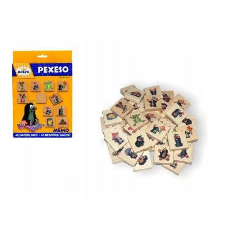 Pexeso Krtek společenská hra 40 dřevěných kamenů
