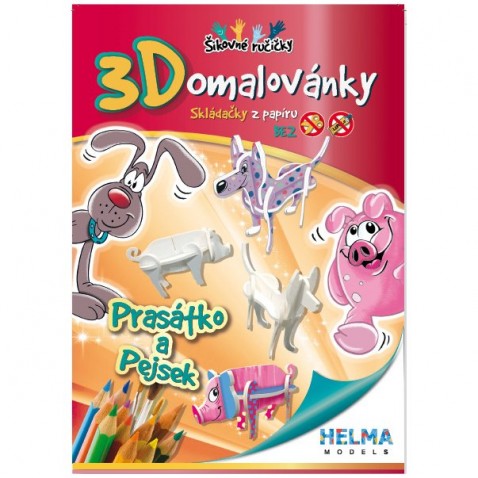 3D omalovánka A5 - SET Prase, pes