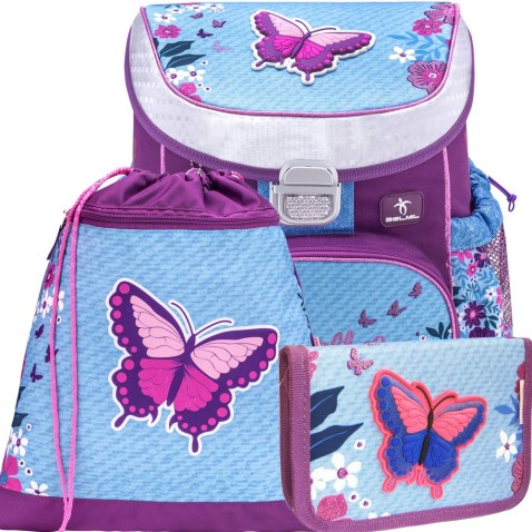 Školní batoh Belmil MiniFit 405-33 Jeans Butterfly SET