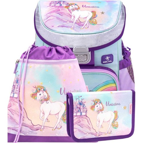 Školní batoh Belmil MiniFit 405-33 Rainbow Unicorn Magic SET