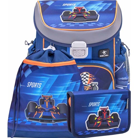 Školní batoh Belmil MiniFit 405-33 Race Car Blue SET