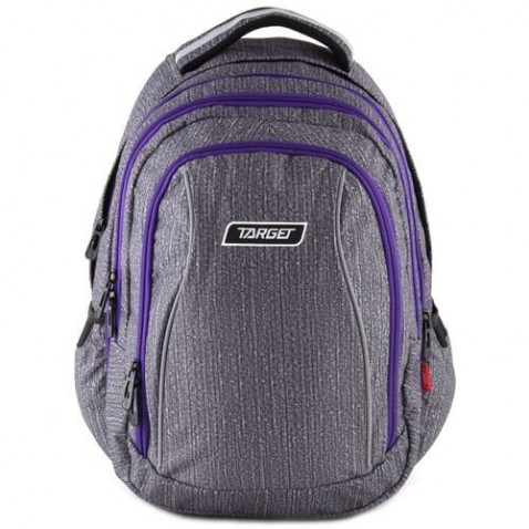 Školní batoh Target 2v1 šedý s fialovými zipy