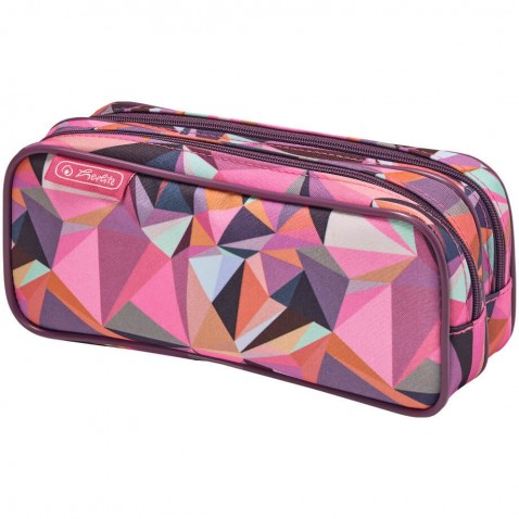 Pouzdro Herlitz dvojité Wild Animals růžové