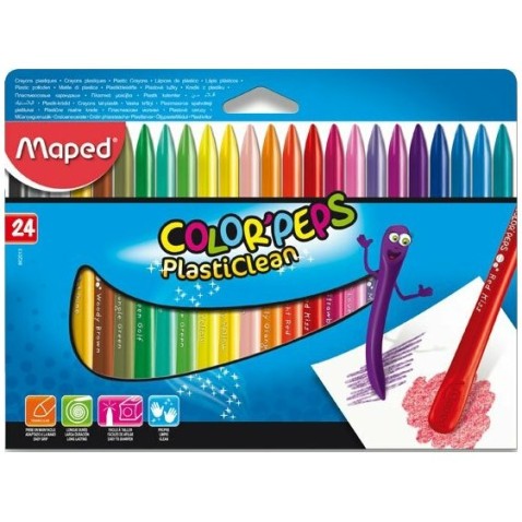 Plastové pastely Maped Color'Peps Plasticlean 24 barev trojhranné