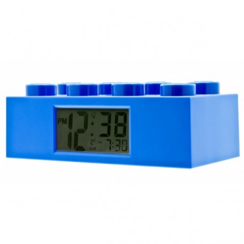 LEGO Brick - hodiny s budíkem, modré