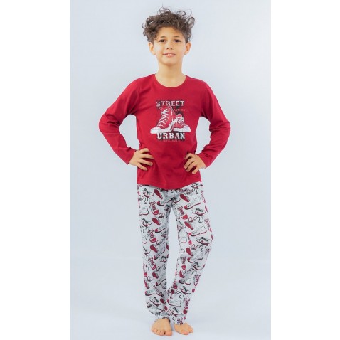 Dětské pyžamo dlouhé Tenisky vínová