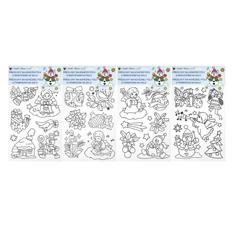 Předloha k barvám na sklo vyvýšená stříbrná kontura 38x21cm