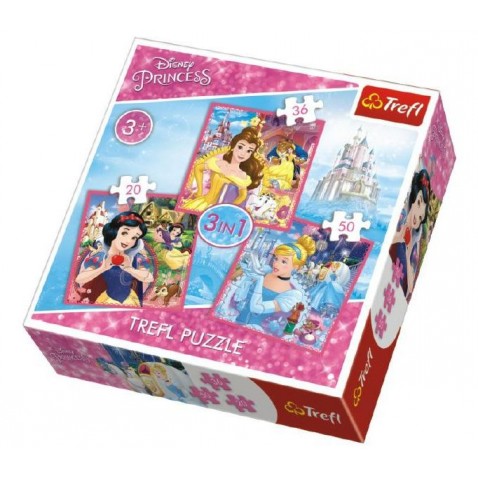 Puzzle 3v1 Princezny Disney 20x19,5cm