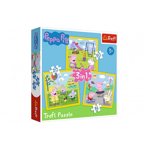 Puzzle 3v1 Prasátko Peppa/ Peppa Pig Šťastný den prasátka