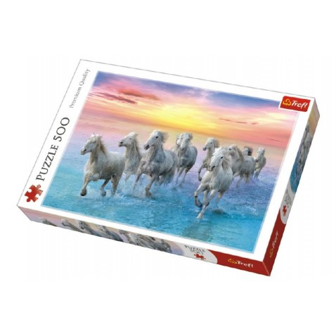 Puzzle Cválající bílé koně 500 dílků 48x34cm