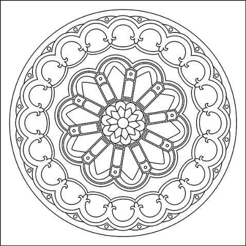 Malování pískem šablona Mandala Třebíčská rozeta