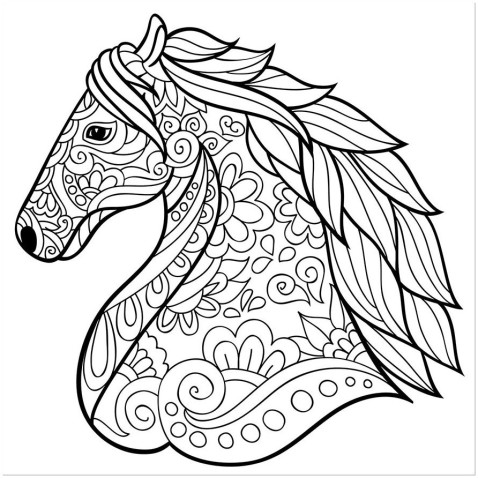 Malování pískem šablona Kůň zentangle I.