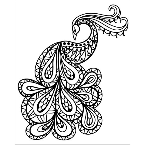 Malování pískem šablona Páv zentangle