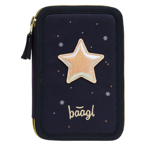Školní penál třípatrový Baagl Unicorn Gold