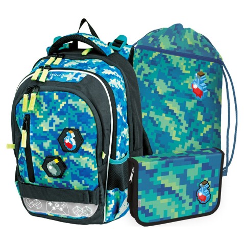 Batoh pro prvňáčky Stil Junior Pixel Quest set