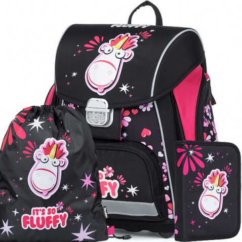 Školní aktovka Premium Fluffy Unicorn 2 SET