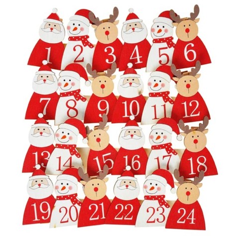 Adventní kalendář - dřevěný kolíček s figurkou