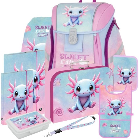 Škoní aktovka Oxybag Premium Light Axolotl - 9dílný set