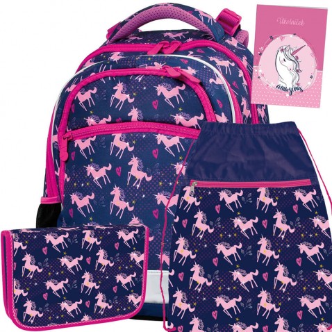 Školní batoh Stil Junior Pink Unicorn SET