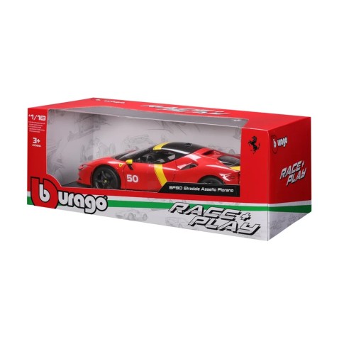 Bburago - RACE+PLAY, Ferrari SF90 STRADALE ASSETTO FIORANO, červená 1:18
