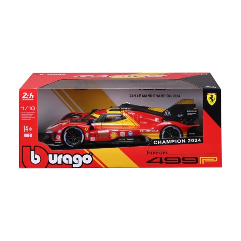 Bburago - RACING, FERRARI 499P, 24H LE MANS CHAMPION 2024, červená, 1:18