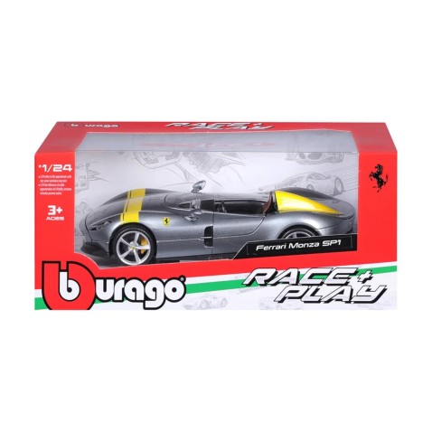Bburago - RACE+PLAY, Ferrari Monza SP1, stříbrná, 1:24