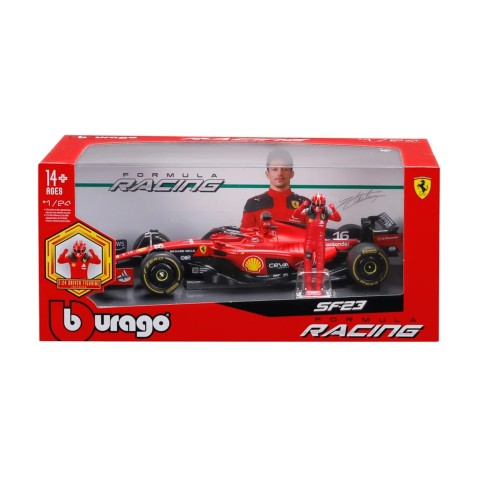 Bburago - FORMULA RACING, F1 Ferrari SF-23 (2023) s figurkou, #16 Charles Leclerc, 1:24