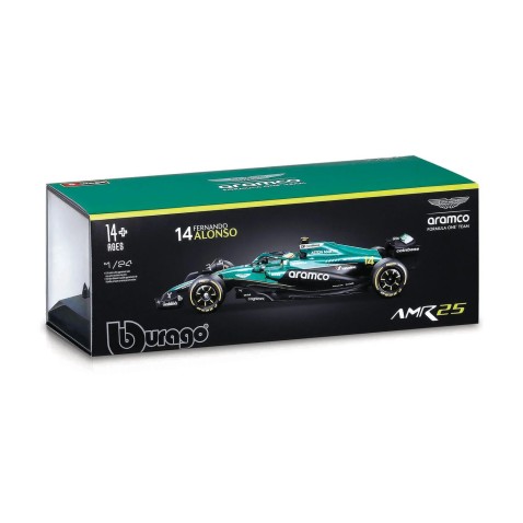 Bburago - RACE F1 v dekorativním boxu, Aston Martin AMR25.2025, 14 Fernando Alonso, 1:24