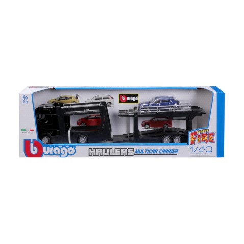 Bburago - Kamion s návěsem Multicar Carrier Scania 770S + Lamborghini Urus, 1:43