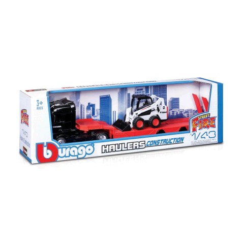 Bburago - Haulers construction, Kamion M-B Actros Gigaspace s Bobcat nakladačem, 1:43