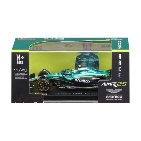 Bburago - RACE F1 v dekorativním boxu, Aston Martin AMR25.2025, 14 Fernando Alonso, 1:43