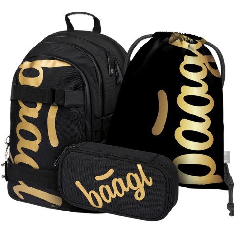 Školní set BAAGL Skate Gold batoh + penál + sáček