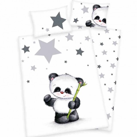 Povlečení do postýlky Panda bílé