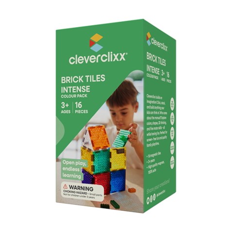Cleverclixx – Magnetická stavebnice Brick Tiles Pack Intense – 16 ks