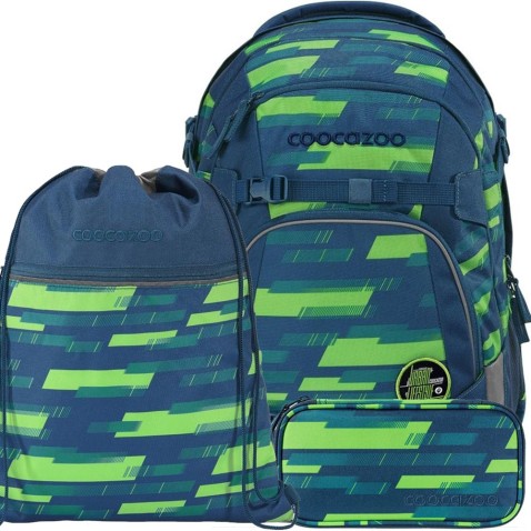 Školní batoh coocazoo MATE Lime Stripe 3dílný set