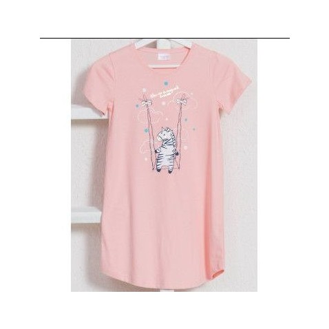 Dětská noční košile Vienetta Secret s kr. rukávem Zebra růžová