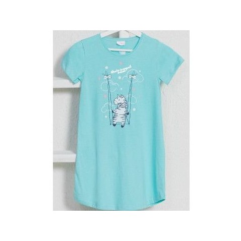 Dětská noční košile Vienetta Secret s kr. rukávem Zebra modrá
