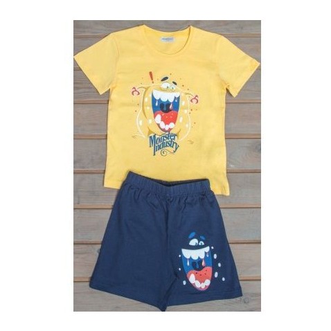 Dětské pyžamo šortky Monster žluté