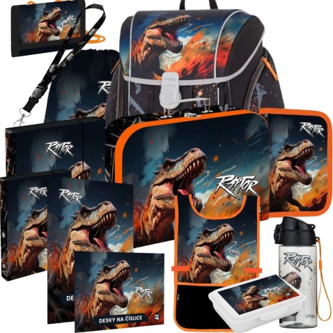 Škoní aktovka Oxybag Premium Light Dino Raptor - 13dílný set