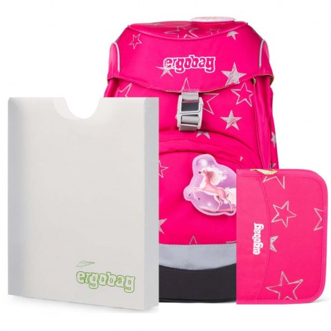 Školní set Ergobag prime Růžový batoh+penál+desky