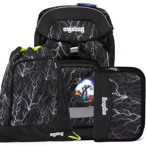 Školní batoh Ergobag prime Black reflexní SET