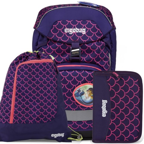 Batoh do školy Ergobag prime Fluo růžový set