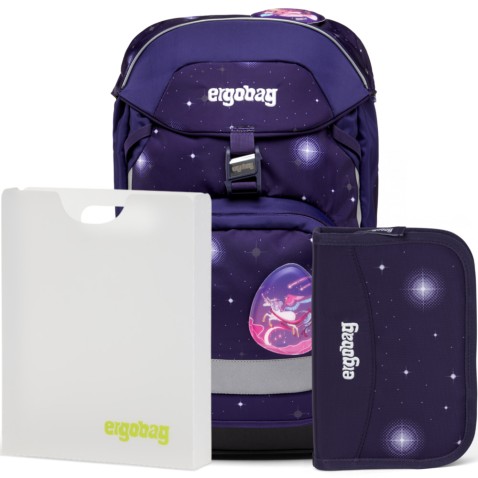 Školní set Ergobag prime Galaxy fialový 2023 batoh+penál+desky