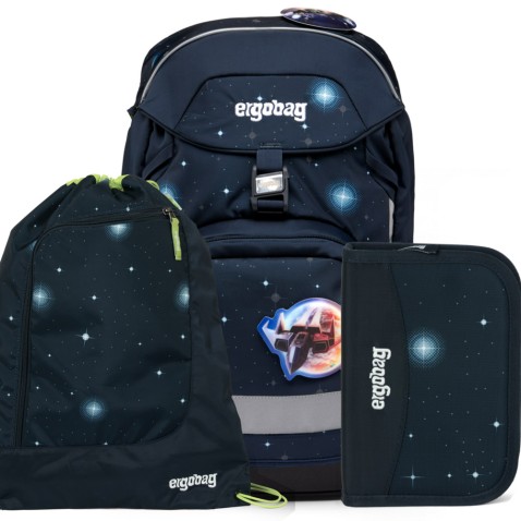 Školní batoh chlapecký Ergobag prime Galaxy modrý SET