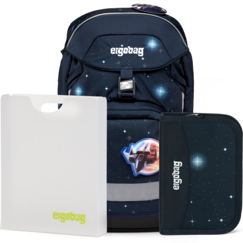 Školní set Ergobag prime Galaxy modrý 2023 batoh+penál+desky