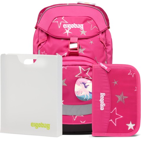 Školní set Ergobag prime Růžový 2023 batoh+penál+desky